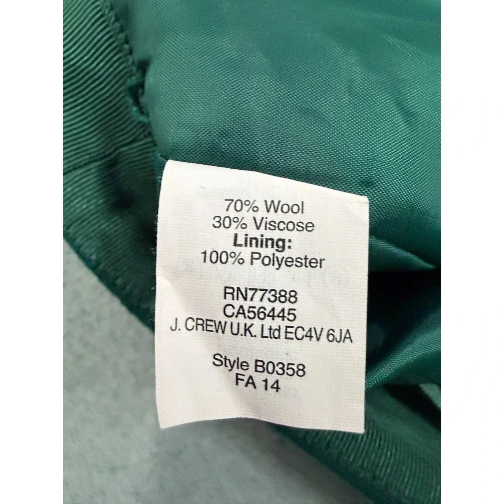 J. Crew Shirttail Mini Skirt Womens 00 Green Wool Blend Dark Academia Mod B0358